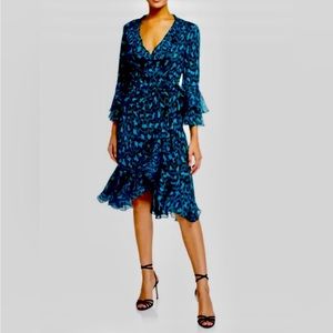 Diane Von Furstenburg Wrap Dress in Teal Leopard - Sz 16Excellent Condition